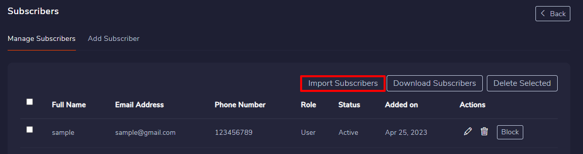 Import Subscribers