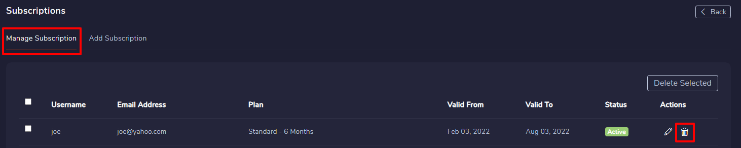 Delete Subscriptions